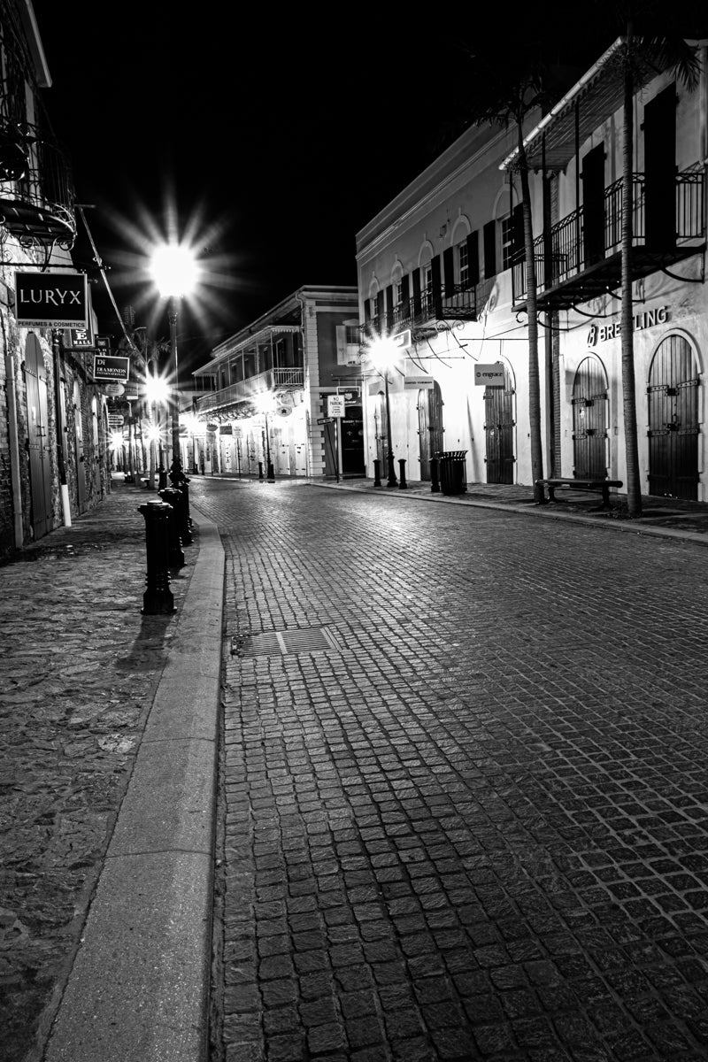 Main Street at Night-1 Black and White